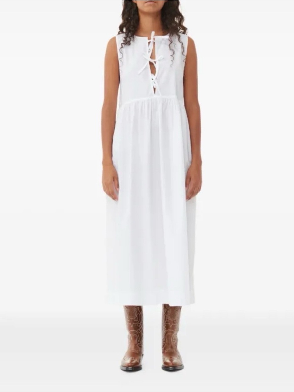 Ganni White Tie Dress
